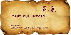Petényi Herold névjegykártya